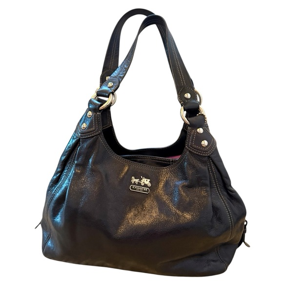 Coach | Bags | Vintage Coach Madison Maggie Black Leather Shoulder Bag ...